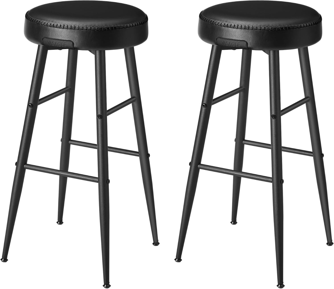 Vasagle ECHO Kollektion Barhocker, 2er Set, Barstuhl, Küchenstuhl, Kunstleder, 76,2 cm hoch, für Küche, Esszimmer, einfacher Aufbau, basisschwarz CBL090B01 Bild 1