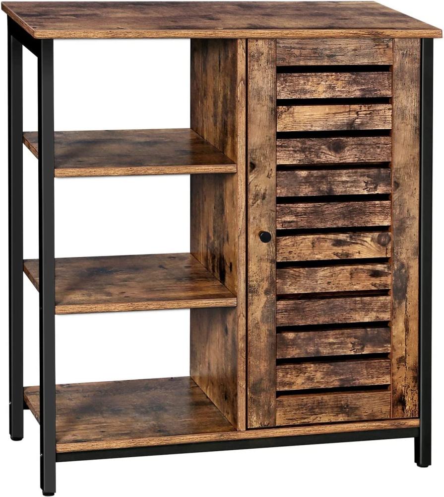 Vasagle Kommode Schrank, Küchenschrank, Sideboard mit 3 Ablagen und Schrank, Badezimmerschrank im Industrie-Design, Flurregal, Wohnzimmer, Schlafzimmer, Flur, Küche, 70 x 30 x 81cm, Vintage von Songmics LSC74BX Bild 1