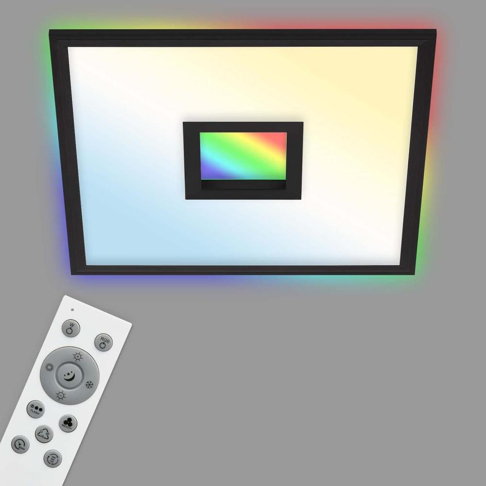 TELEFUNKEN - LED Panel, LED Deckenleuchte, Deckenlampe dimmbar, inkl. Fernbedienung, RGB-Innenbereich und -Backlight, 24 Watt, 2200lm, Timerfunktion, 445x445x63mm (LxBxH) 319405TF Schwarz Bild 1