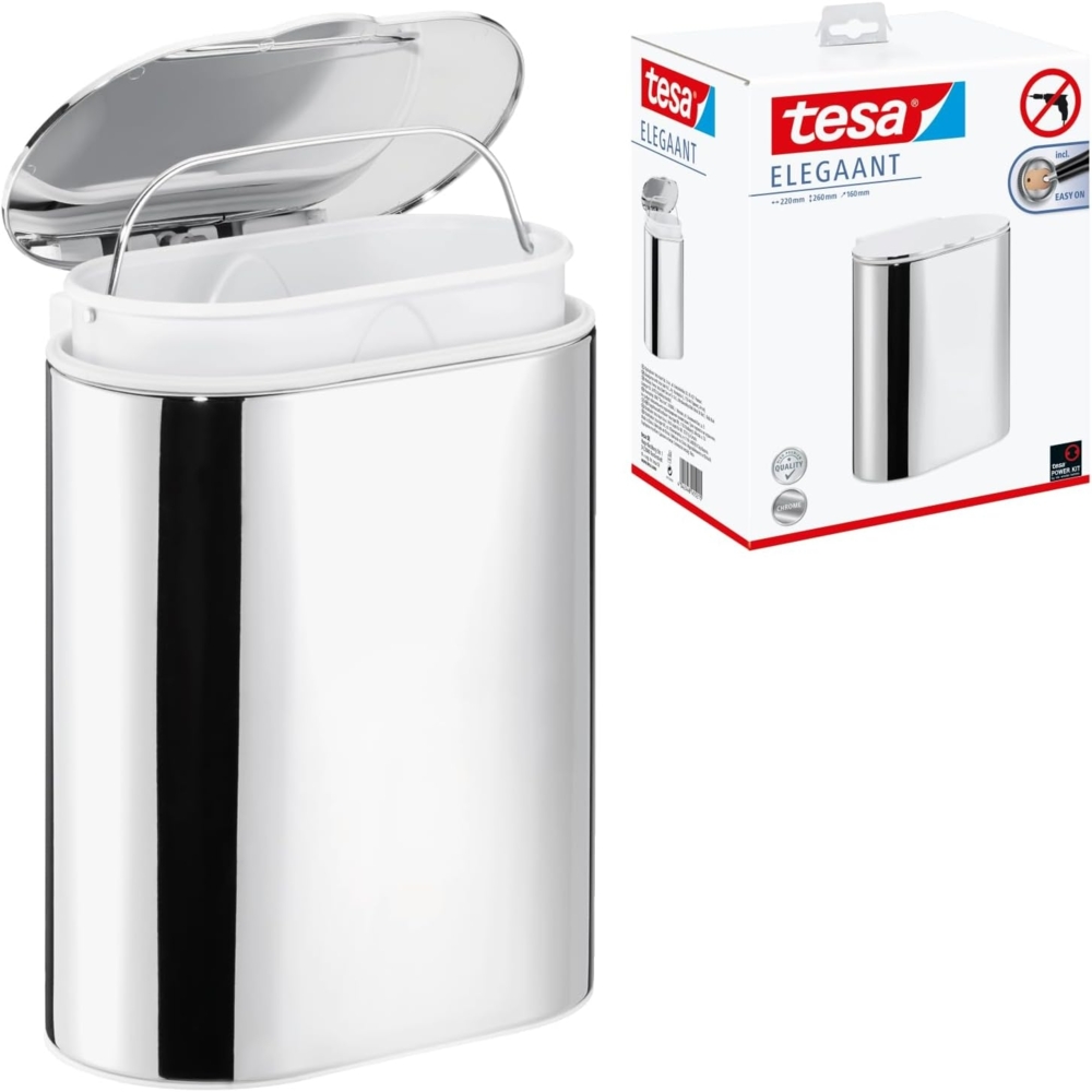 Tesa Kosmetikabfalleimer Elegaant Metall oval 260x220x160mm 10l verchr Bild 1