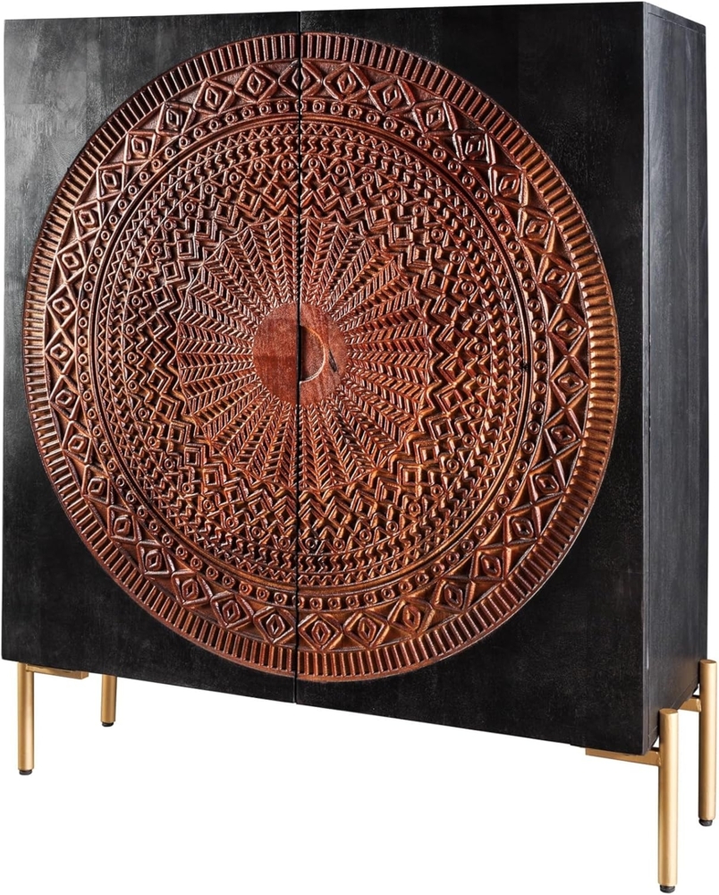 riess-ambiente Highboard MANDALA 120cm schwarz / gold, Massivholz · Schrank · Kommode · Wohnzimmer · Mango · Boho Bild 1