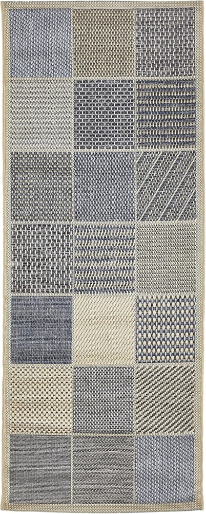 andiamo In- & Outdoor Teppich wetterfest und wasserdurchlässig Flachgewebe Kurzfloor 80 x 200 cm Beige-blau Bild 1