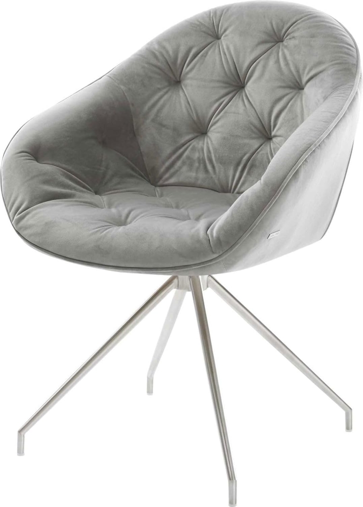 Esszimmerstuhl Gaio-Flex Samt Grau Kreuzgestell konisch Edelstahl Bild 1