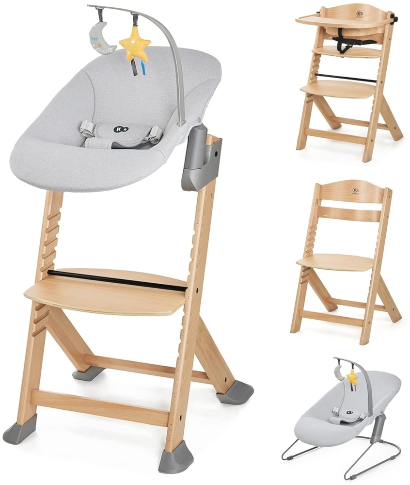 Kinderkraft Kombihochstuhl Set: Kinderstuhl ENOCK + Babywippe CALMEE GREY (Set, 2 St), mitwachsend Bild 1