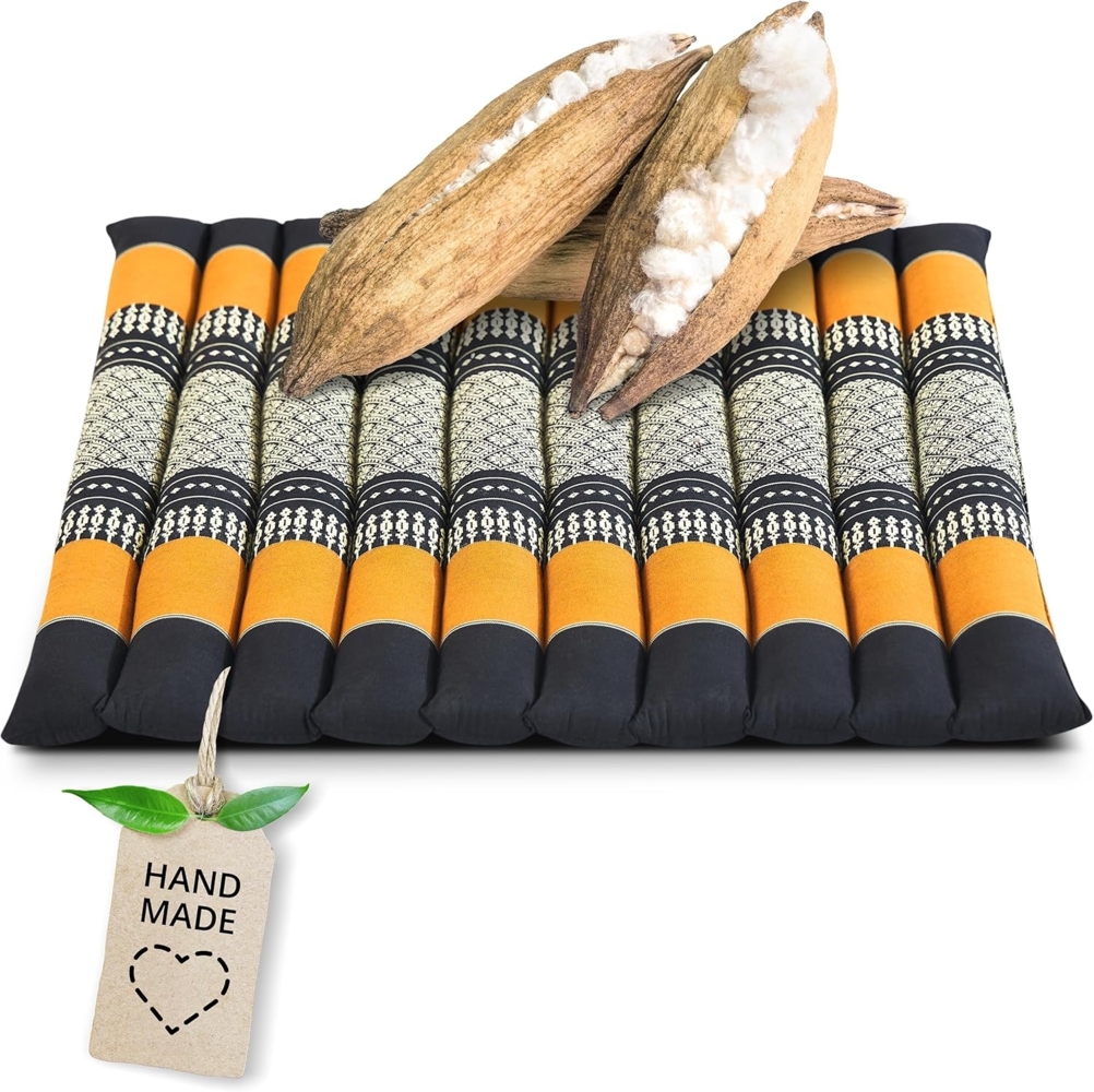 livasia Sitzkissen Steppkissen 50 cm, vegan und handgefertigt, 50x50x4,5cm, Kapok Bild 1