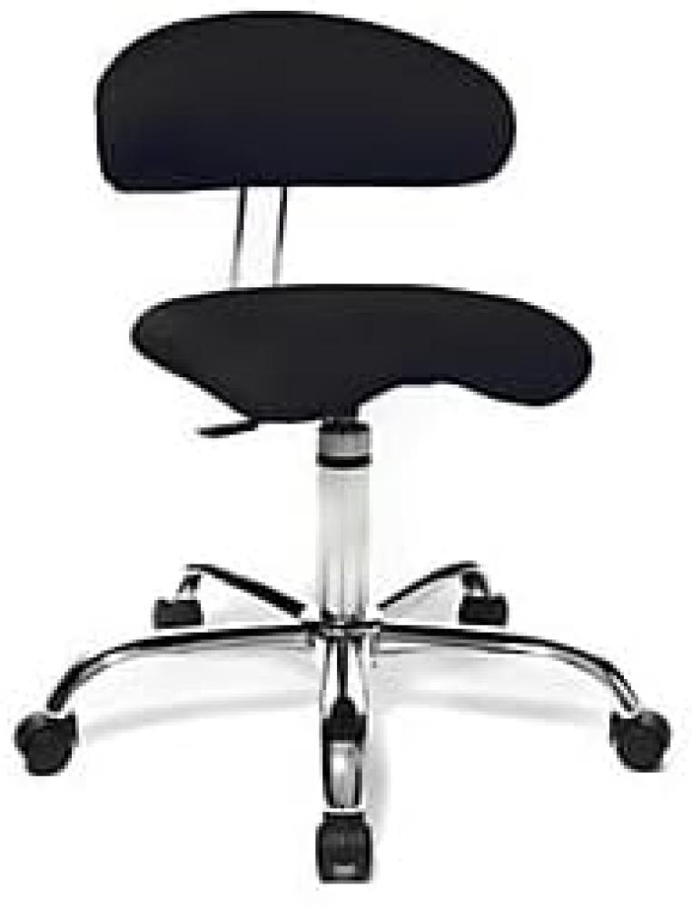 Topstar Sitness 40, Fitnesshocker, Arbeitshocker, Rollhocker mit Rückenunterstützung, 3-Dimensional bewegliche Sitzfläche, Stoffbezug Schwarz Bild 1