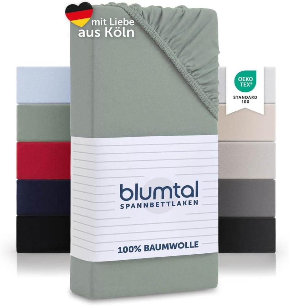 Blumtal® Spannbettlaken 200x200cm Basics Jersey - Bettbezug 200x200 cm aus 100% Baumwolle - Oeko-TEX zertifiziertes Spannbetttuch 200x200cm - 200x200 Spannbettlaken - Bettbezug - Summergreen - Grün Bild 1