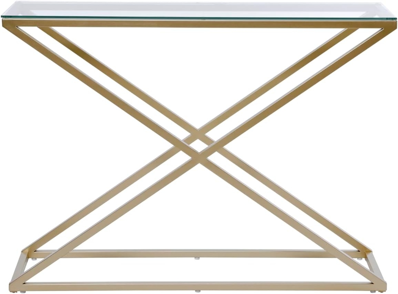 Jahnke Xtra Console Konsole, Engineered Wood, Klarglas/Goldfarben, One Size Bild 1
