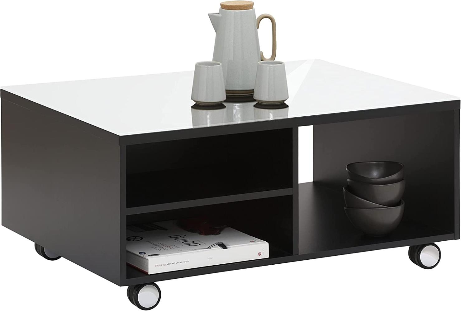 Couchtisch >SHINO SETS< (BxHxT: 90 x 40 x 65 cm) in schwarz matt - Weißglas Bild 1