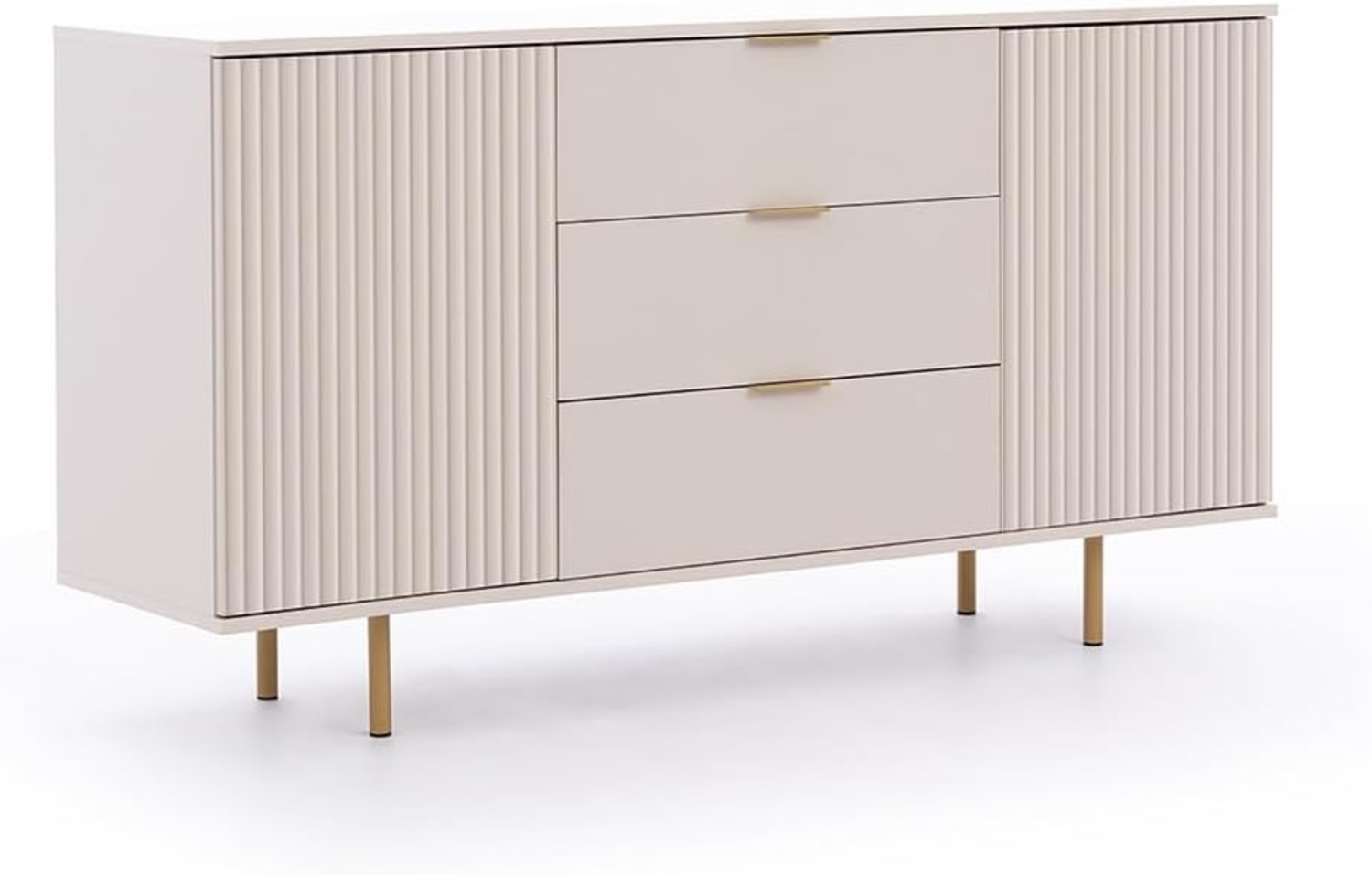 Lomadox Sideboard NADOR-132, 150cm breit, Kaschmir, goldfarbene Metallgriffe und -füße Bild 1