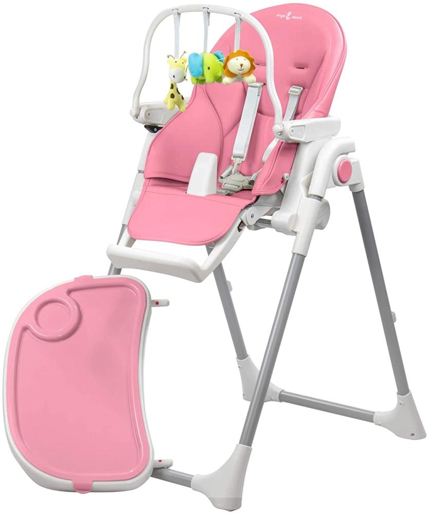 Engel & Storch Baby Hochstuhl TANELI Kinderhochstuhl Babystuhl mitwachsender Hochstuhl Verstellbar und Klappbar, Abnehmbares Tablett und inklusive Spielebogen - in der Farbe Pink Bild 1