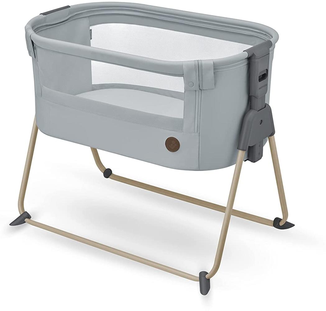 Maxi-Cosi Tori 2-in-1-Beistellbett, Krippe, kompakt zusammenklappbar, leicht, 5 Höhenstufen, tragbares Beistellbett mit atmungsaktivem Netzgewebe, 0 bis ca. 6 Monate, 0–9 kg, Beyond Grey Bild 1