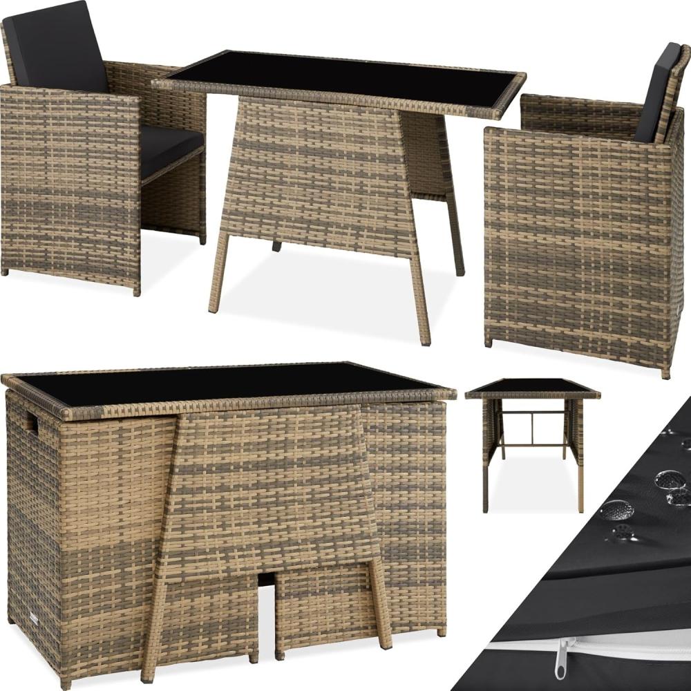 tectake Sitzgruppe Rattan Sitzgruppe, (Set, 3-tlg), für 2 Personen Bild 1