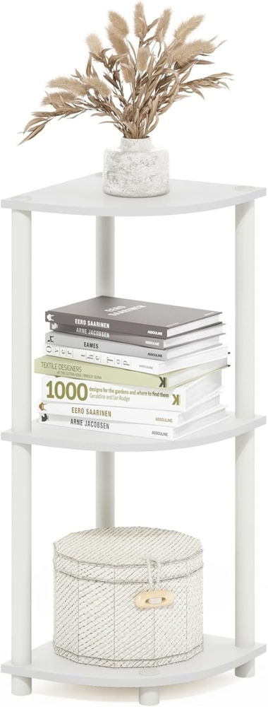 Furinno Turn-N-Tube 3-stufiges Eckregal-Mehrzweckregal, Weiß/Weiß Bild 1