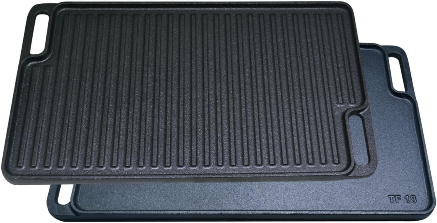 Primaster Grillplatte, wendbar und eckig, Gusseisen schwarz, 40 x 23 cm Bild 1