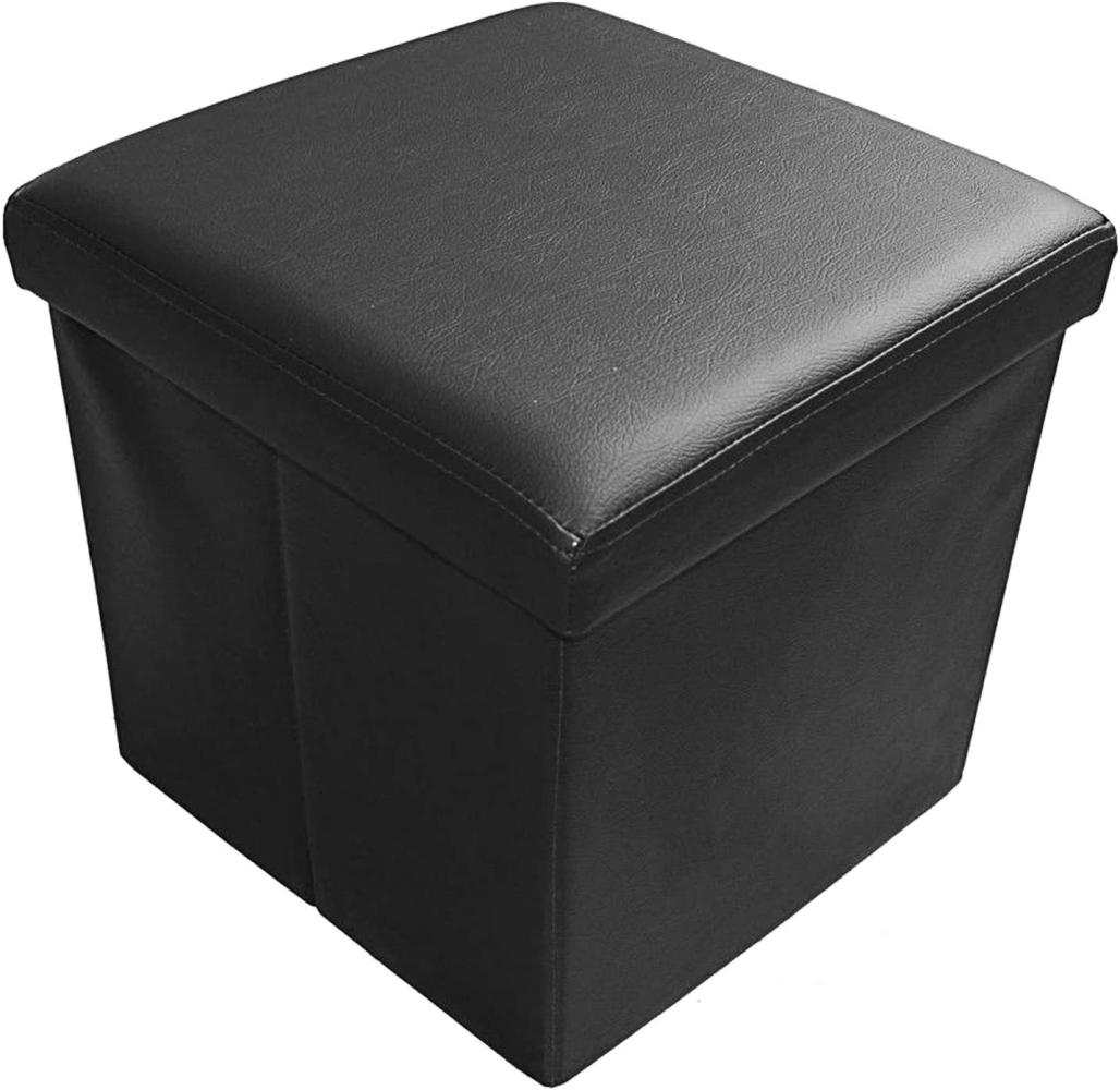 Style home Sitzhocker Sitzbank mit Stauraum, Faltbare Aufbewahrungsbox Sitztruhe Sitzwürfel Fußablage, belastbar bis 300 kg, Kunstleder, 38 * 38 * 38 cm (Schwarz) Bild 1