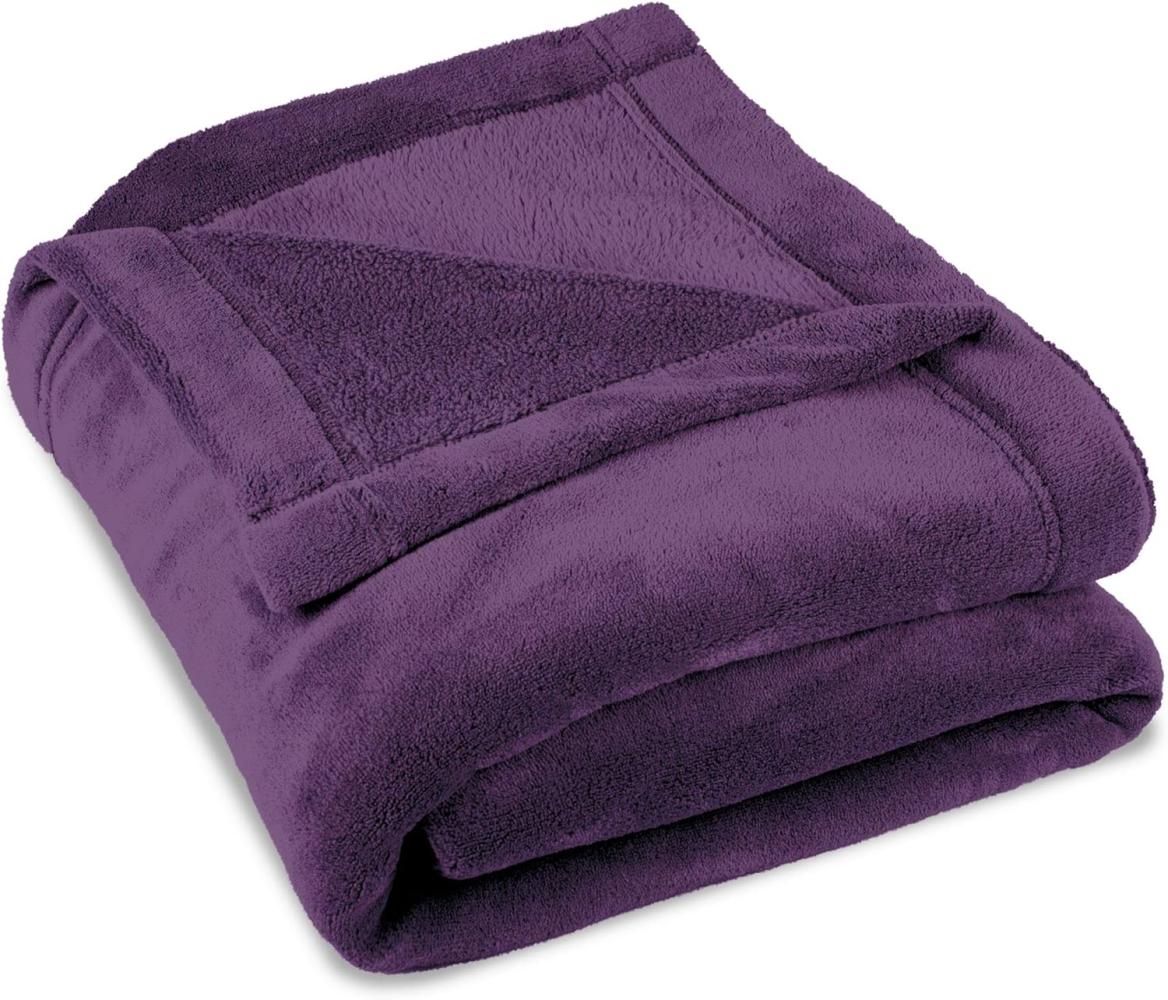 CelinaTex Flauschige Kuscheldecke 150 x 200 cm lila Decke Sofa warm Wohndecke weich Mikrofaser Fleece Oeko-TEX Montreal Bild 1