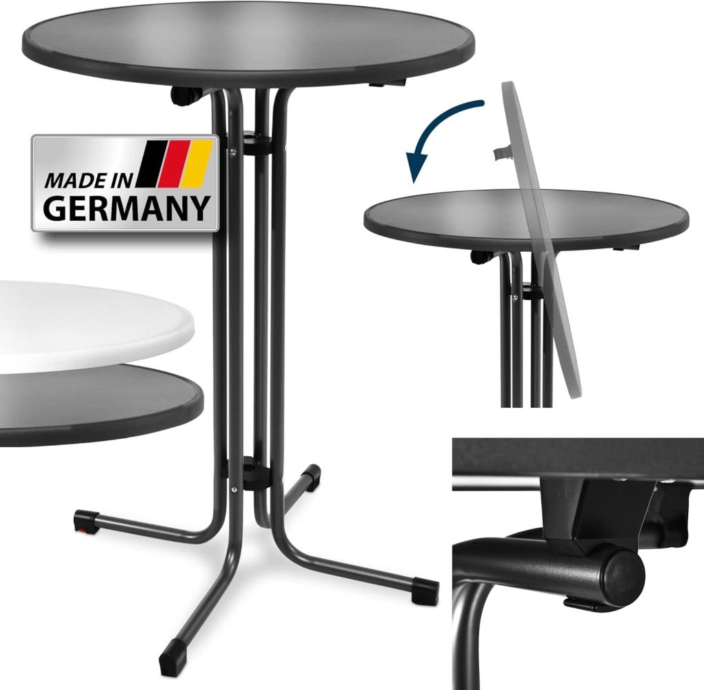 Beautissu 2er Set Klappbarer Stehtisch Ø 80 cm Sylt – Bistrotisch Rund Klapptisch Wetterbeständig & Hitzebeständig - Kratzfester Partytisch höhenverstellbar, leichte Montage & TÜV – Anthrazit Bild 1