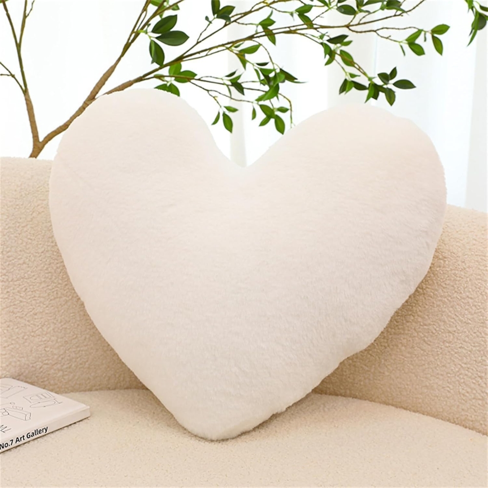 Herzkissen, Herz Kissen Kinderzimmer Decor, Kuschelkissen Kinder Herzform Dekokissen Kopfkissen Kissen Zierkissen für Mädchen & Jungen Zuhause Schlafzimmer Deko (Weißes Herz,50cm) Bild 1