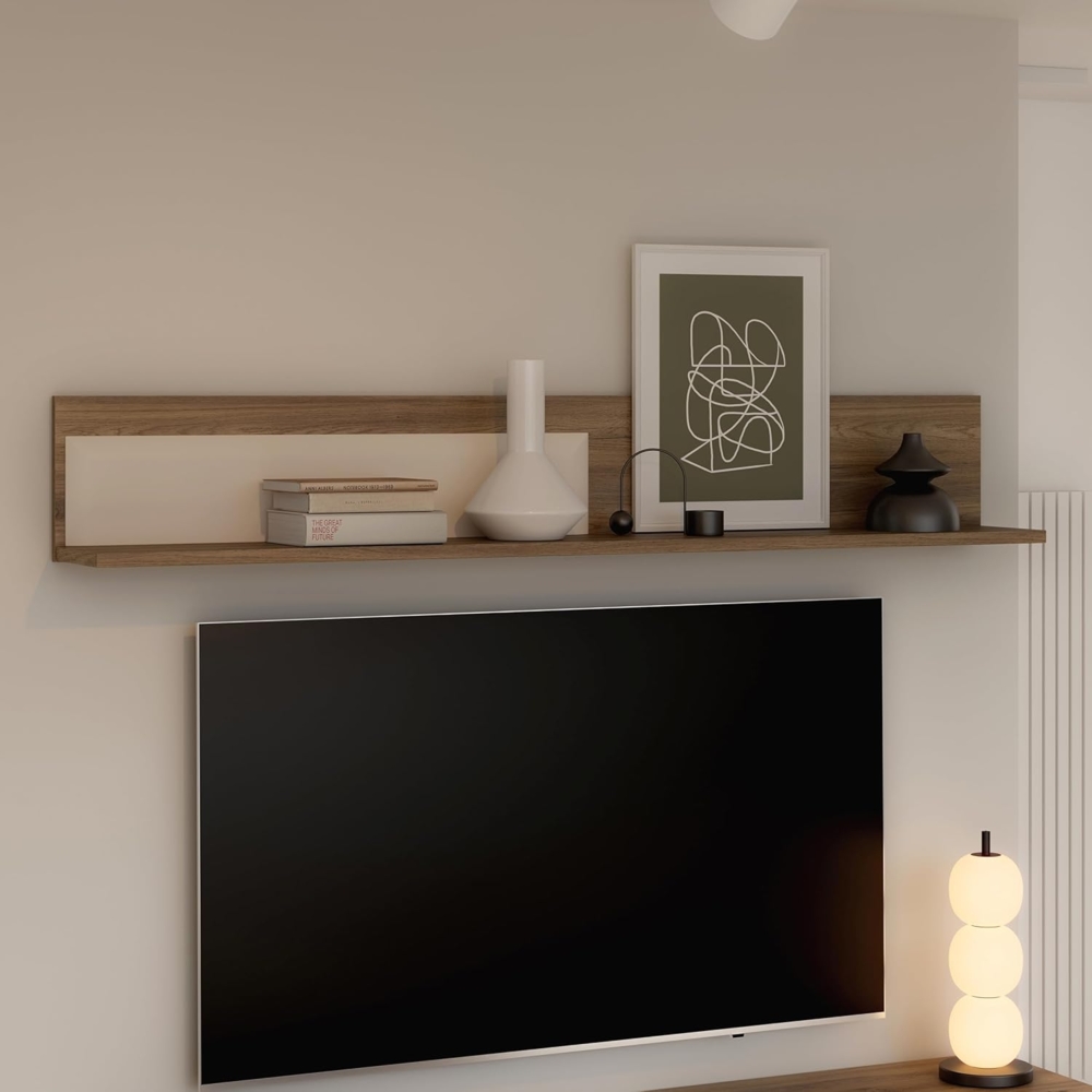 Forte MAREDA Wandregal 170, Kaschmir/Beige, Valencia Eiche Dekor/Sand, 170 cm breit, 25,6 cm hoch, 21,9 cm tief Bild 1