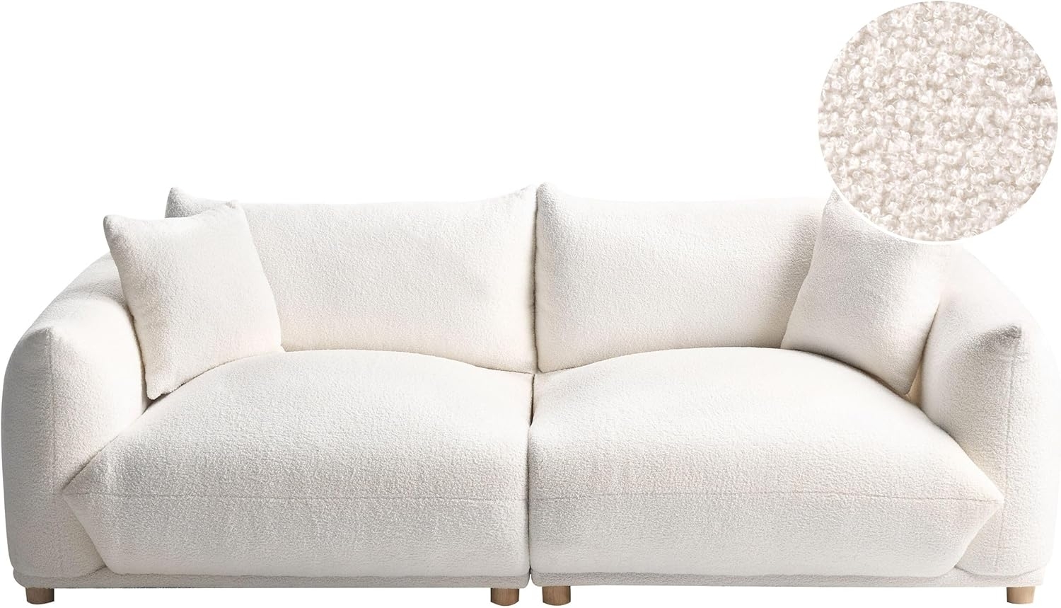 Sofa LUVOS Bouclé Cremeweiß 3-Sitzer Bild 1
