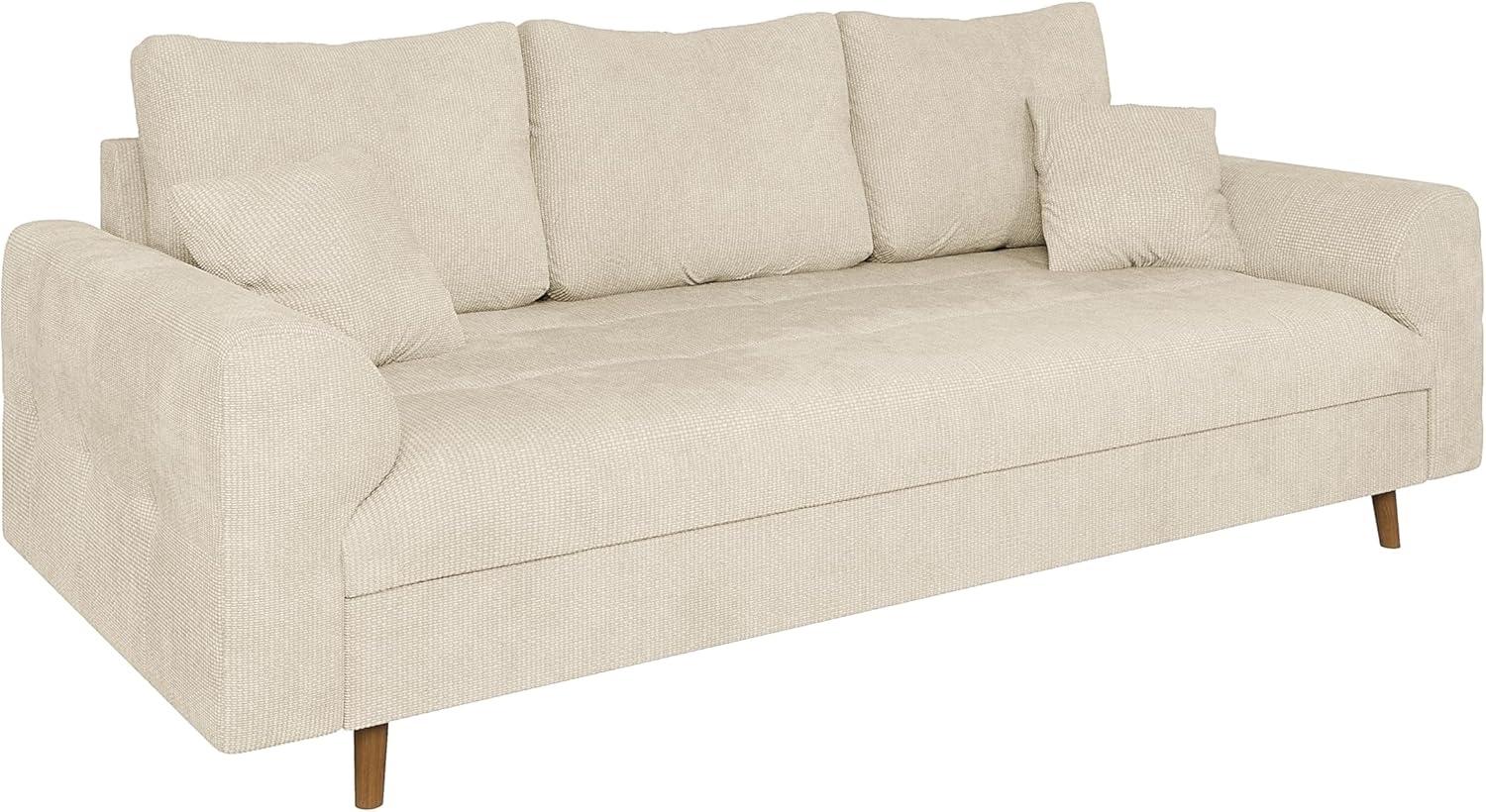 S-Style Möbel 3-Sitzer Sofa Kristian mit Braun Holzfüßen aus Chenille-Stoff, mit Wellenfederung Bild 1