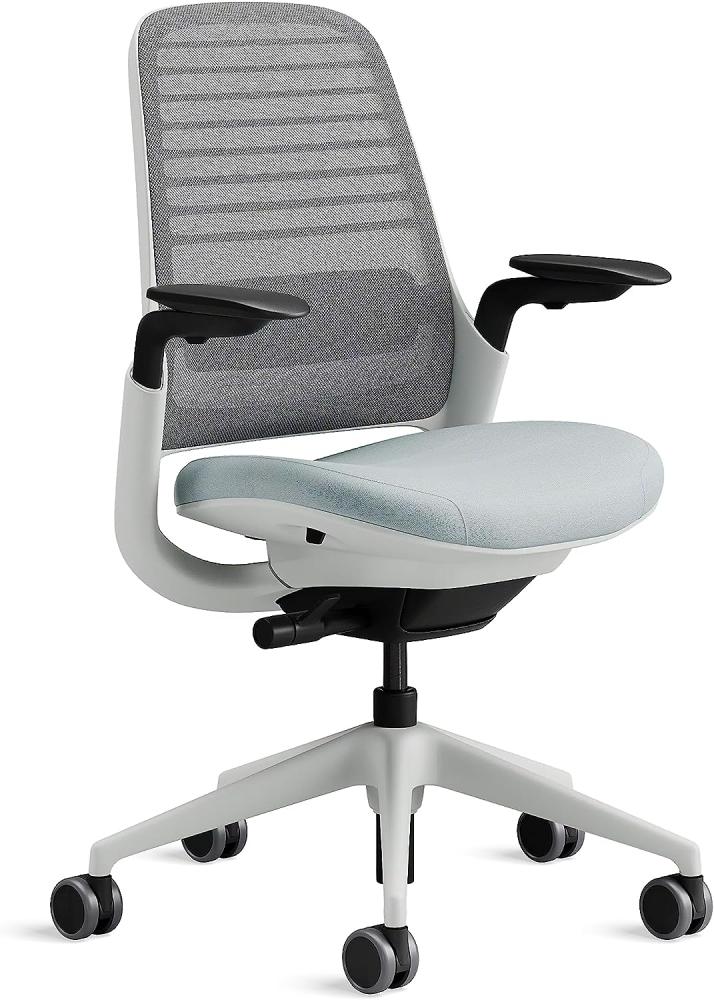 Steelcase Series 1 Bürostuhl mit Netzrücken in Nickel und Sitzbezug in Sturmhorizont, 66 x 64 x 92cm Bild 1