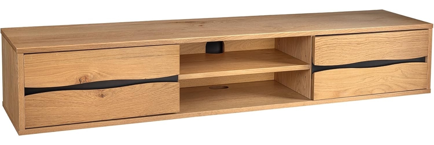 riess-ambiente Lowboard LIVING EDGE 160cm natur / schwarz · TV-Schrank mit Wildeichen-Front (Einzelartikel, 1 St), hängend · Wohnzimmer · 2 Türen · Baumkante · Holzfurnier · Industrial Bild 1