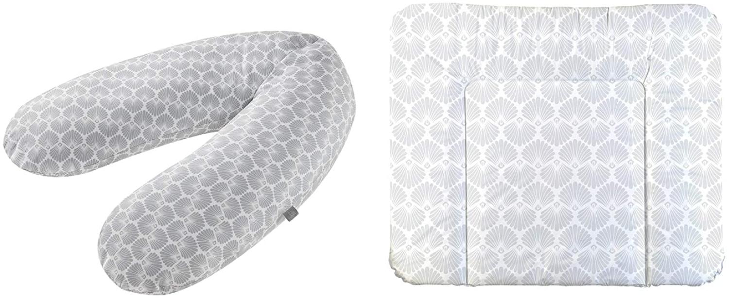 Rotho Babydesign Stillkissen-Set Multi, 190x35 cm, Inkl. Breite Wickelauflage, 85x72 cm, ab 0 Monate, Seashell Shape Bild 1