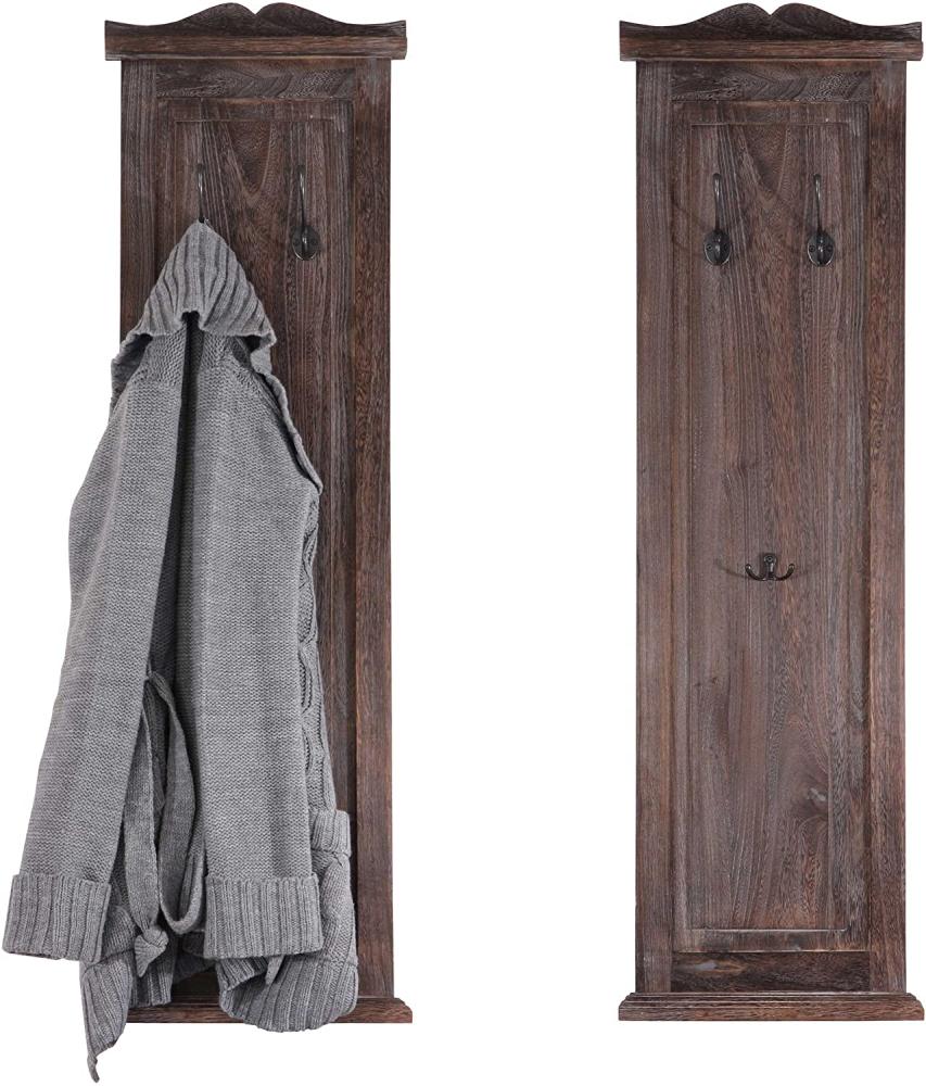 2er-Set Garderobe Wandgarderobe Garderobenpaneel Wandhaken 109x28x4cm ~ braun shabby Bild 1