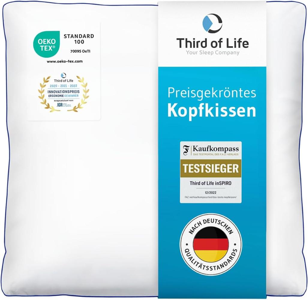 Third of Life Kopfkissen inSPIRO mit Duo-Hohlfasertechnologie für optimale Stützkraft, passt in 60 x 60 cm Bezug Bild 1