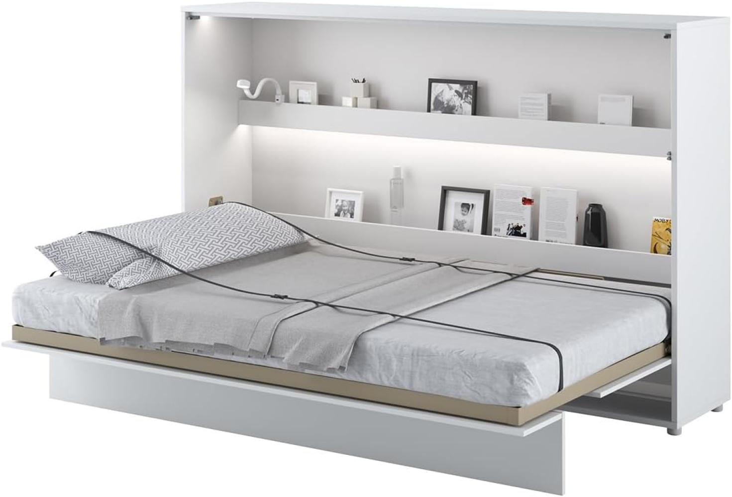 MEBLINI Schrankbett Bed Concept - BC-05 - 120x200cm Horizontal - Weiß Hochglanz/Weiß - Wandbett mit Lattenrost - Klappbett mit Schrank - Wandklappbett - Murphy Bed - Bettschrank Bild 1