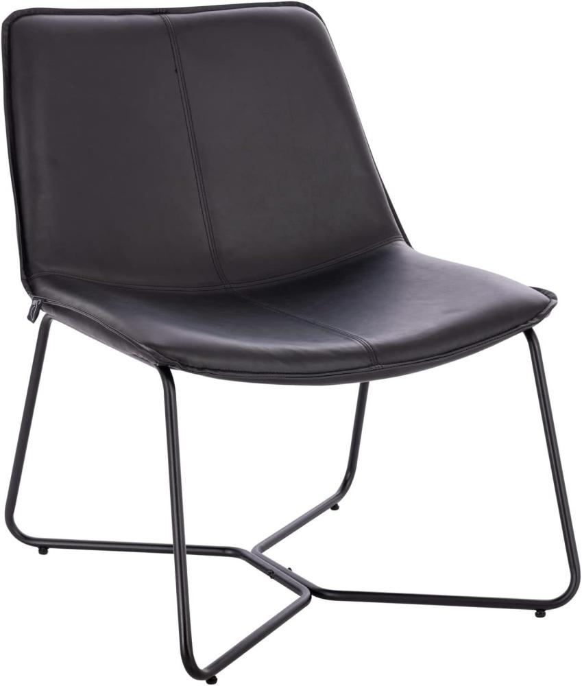 SVITA RON Loungesessel Cocktailsessel Clubsessel ohne Armlehnen Metall-Gestell Leder-Optik Schwarz Bild 1