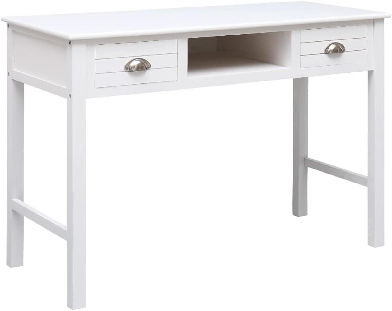vidaXL Schreibtisch, Holz Weiß, 110 × 45 × 76 cm Bild 1