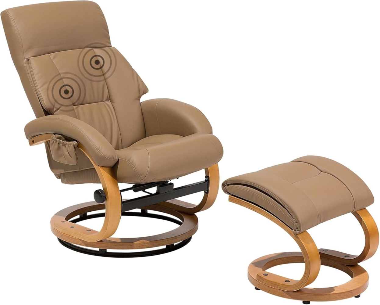 Massagesessel beige Kunstleder Heizfunktion mit Fußhocker FORCE Bild 1