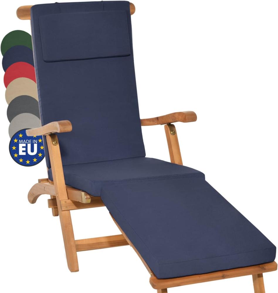 Beautissu Deckchair Auflage LoftLux DC 175x45x5 cm Dunkelblau, 175x45x5 cm Bild 1