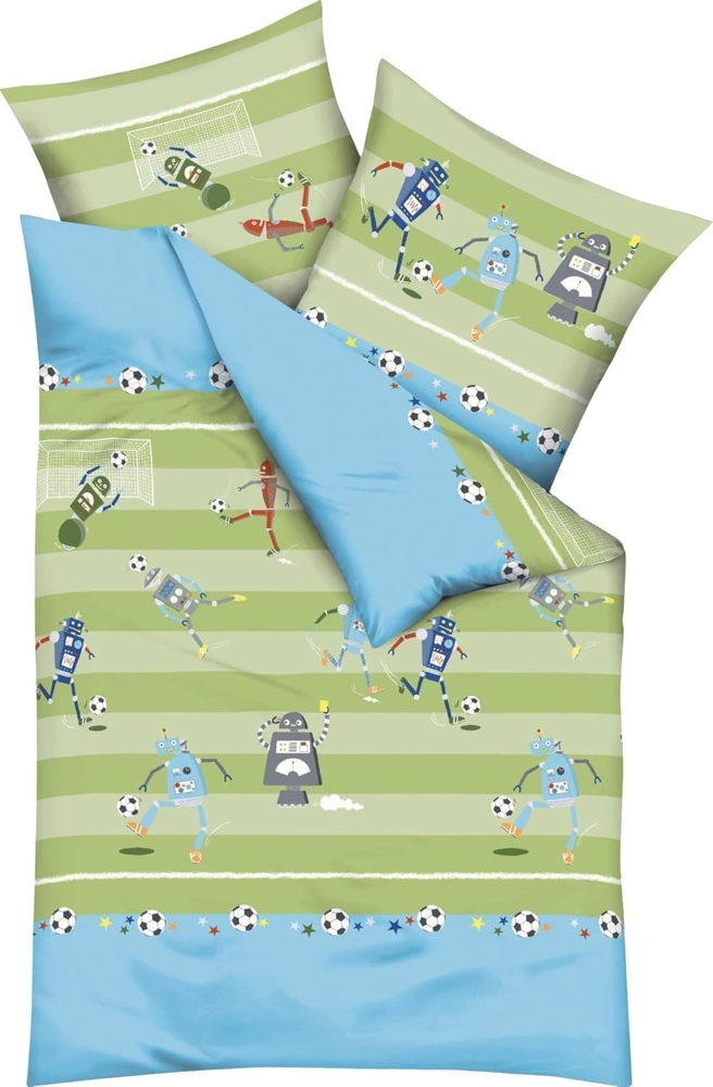 Kaeppel Kinderbettwäsche Robo Football, Renforcé, 2 teilig, Fußballspielende Roboter Bild 1