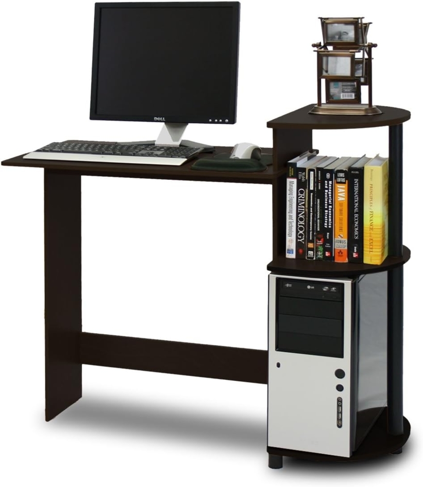 Furinno Compact Schreibtisch mit Regalen, Holz, PVC-Rohre, Espresso/Schwarz, 39. 62x39. 62x85. 34 cm Bild 1