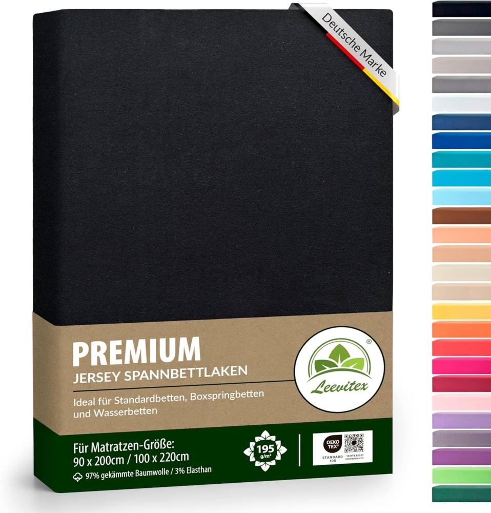 leevitex® Spannbettlaken Spannbettlaken Premium Elasthan, Gummizug: rundum, blickdicht, Anti-Pilling, 97% Baumwolle, 3% Elasthan, 40 cm Steg Bild 1