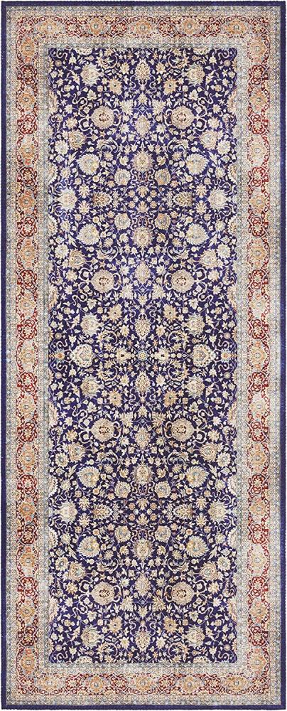 Kurzflor Teppich Keshan Maschad Navy - 80x200x0,7cm Bild 1