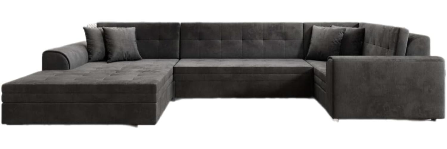 Designer Sofa Velio mit Schlaffunktion Samt Anthrazit Links Bild 1