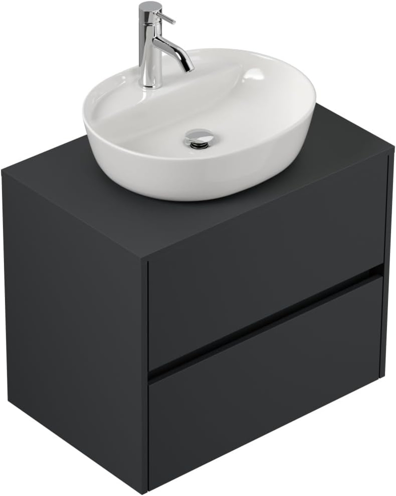 Badmöbel Taifun 70cm mit ovalem Aufsatzwaschbecken grafit : Grafit Bild 1
