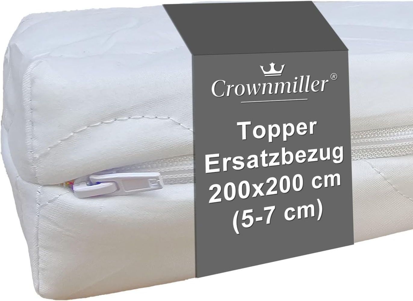 Crownmiller Topperbezug 200x200cm, für Topper von 5-7 cm, waschbar bis 60°C, OEKOTex100 Bild 1