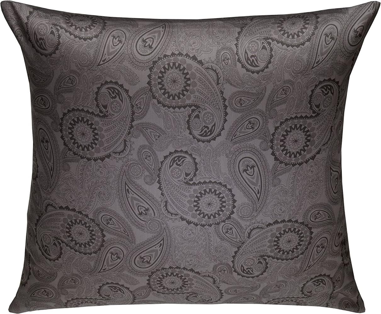 Bettwaesche-mit-Stil Mako-Satin Damast Paisley Bettwäsche "Davos" schwarz-grau Kissenbezug 40x40 cm Bild 1