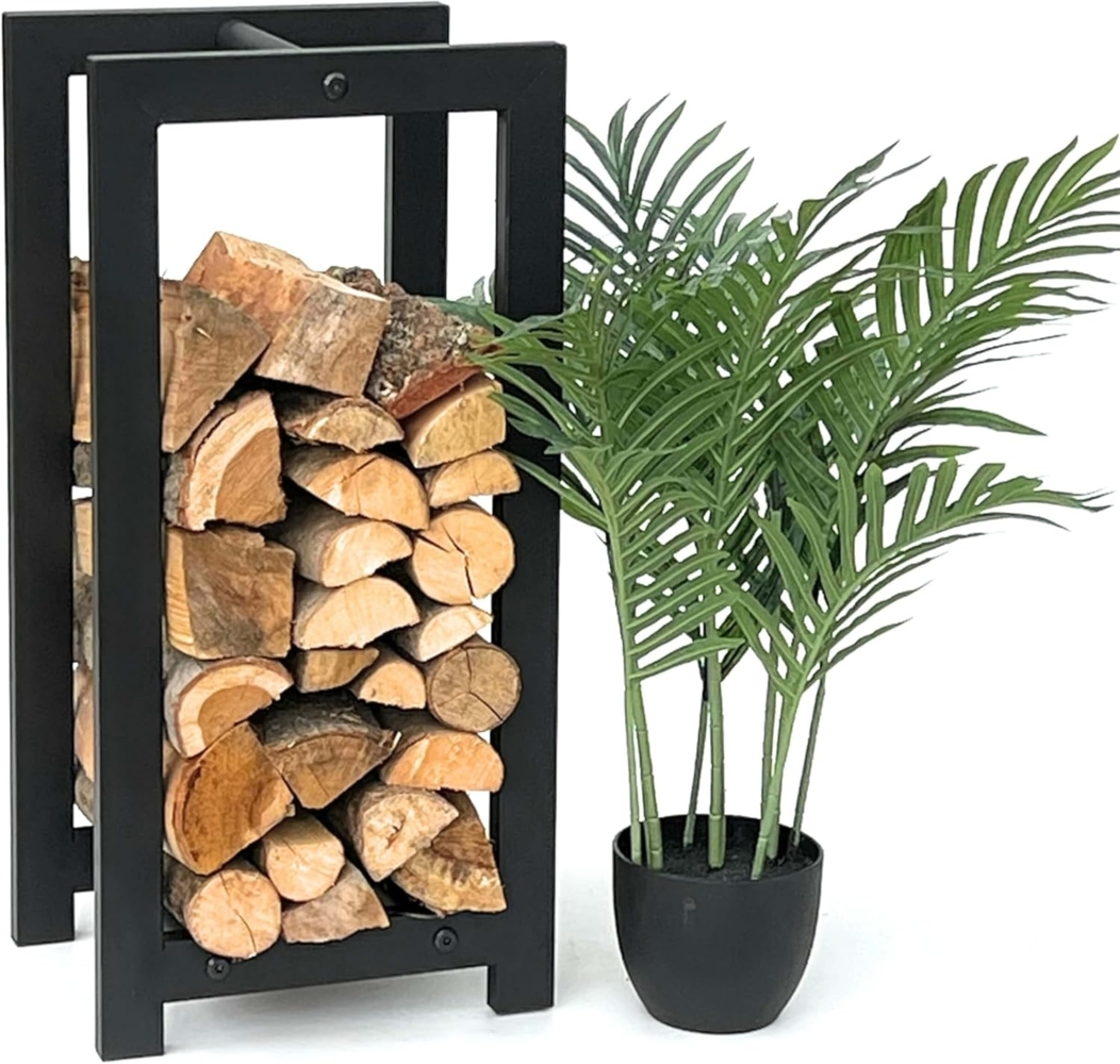 DanDiBo Kaminholzregal Innen Metall Schwarz Stehend Kaminholzständer 96467 Kaminholzhalter Brennholzregal Feuerholzregal Bild 1