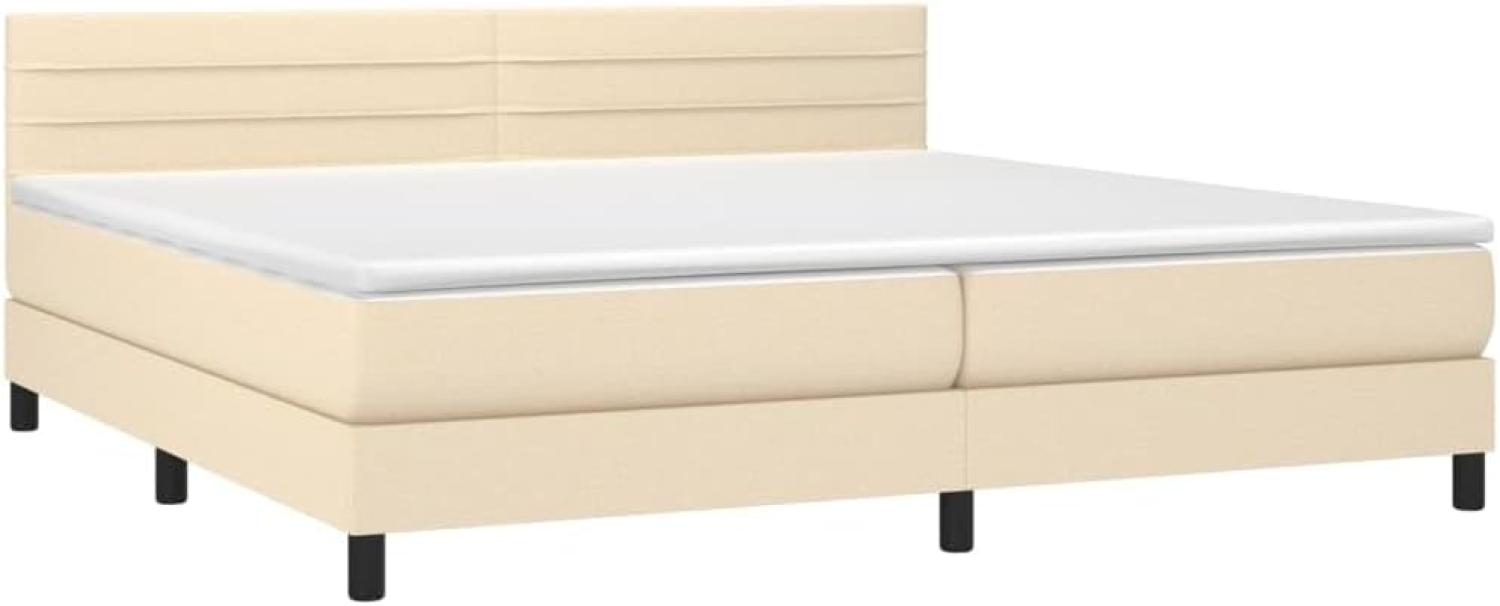 vidaXL Polsterbett mit Matratze und LED-Beleuchtung Creme 200 x 200 cm Bild 1