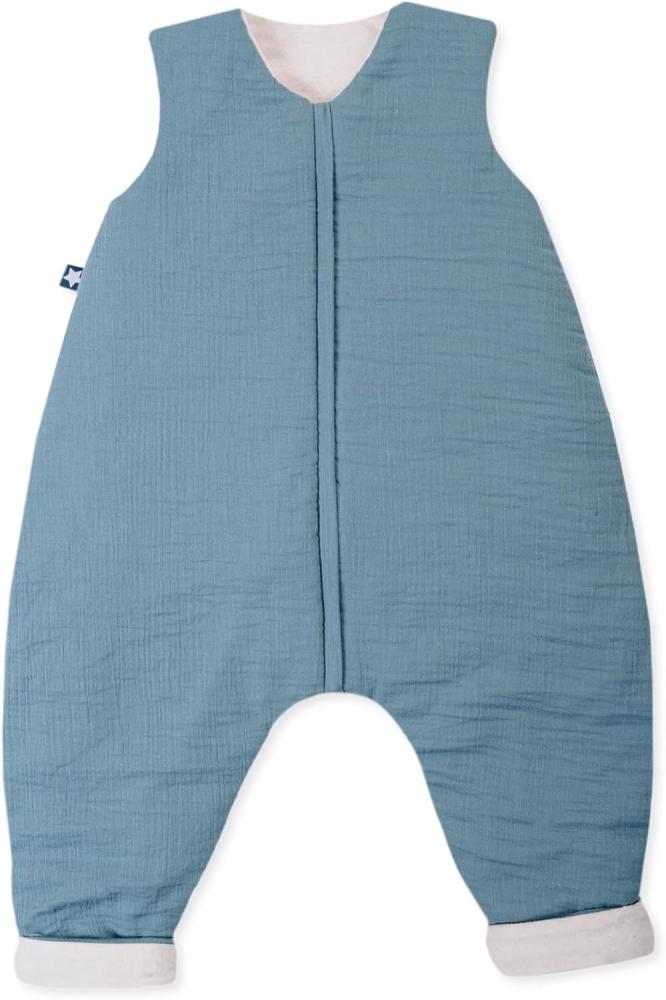 Julius Zöllner Schlafoverall Jumper gefüttert Musselin, warme Füllung 2,5 TOG, waschbar bei 40°C, Made in Germany, OEKO TEX Standard 100, blau, Gr. 104 Bild 1