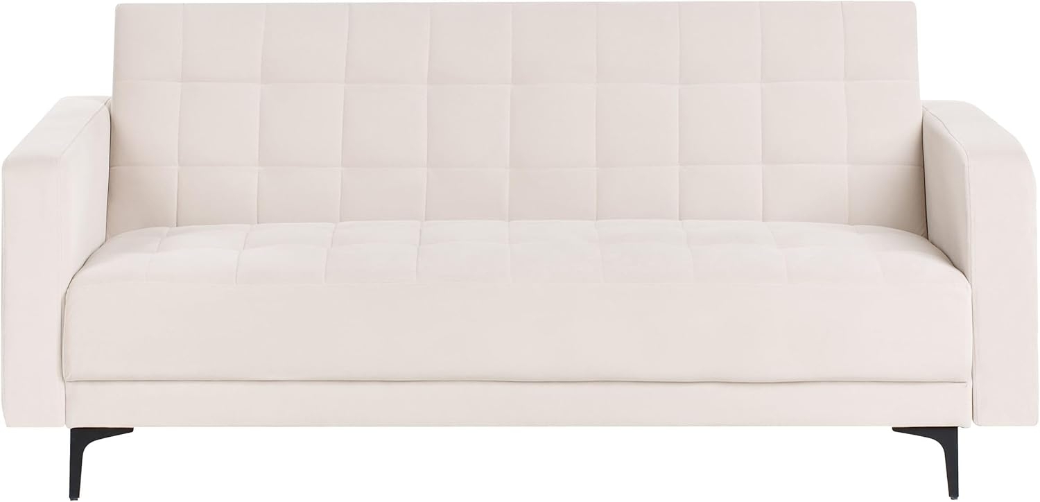 Schlafsofa 3-Sitzer ABERDEEN Samtstoff Hellbeige Bild 1