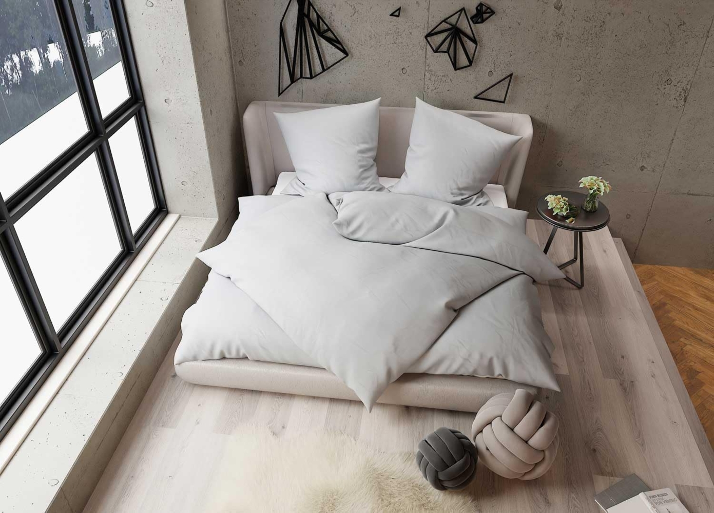 TENCEL™ Lyocell Bettwäsche grau Garnitur 155x220 + 80x80 Bild 1