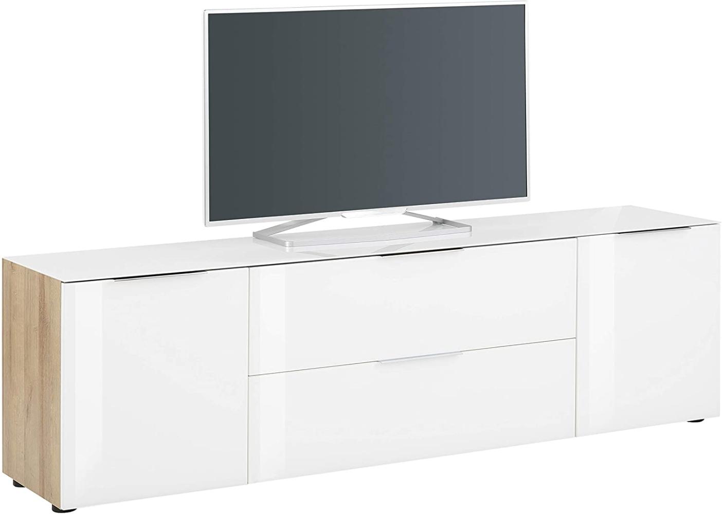 Lowboard 7822 Riviera-Eiche - Weißglas Bild 1